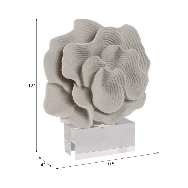 Polyresin Coastal Sculpture Abstract Layered Petal Design - 12" White - 10.5" x 4" x 12"