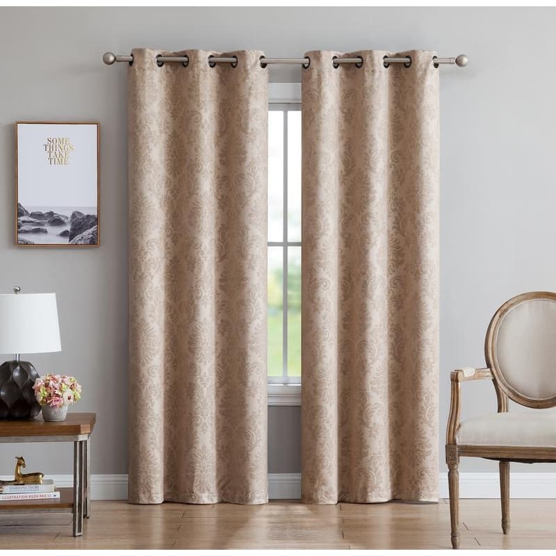 Gracewood Hollow Plakalo Embossed Thermal-weaved Blackout Grommet Drapery Curtains