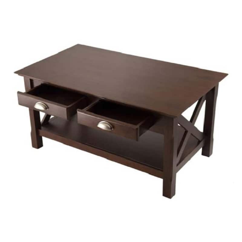 37" cappuccino brown xola wooden coffee table
