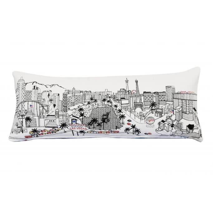 35" White as Vegas Daylight Skyline Lumbar Decorative Pillow