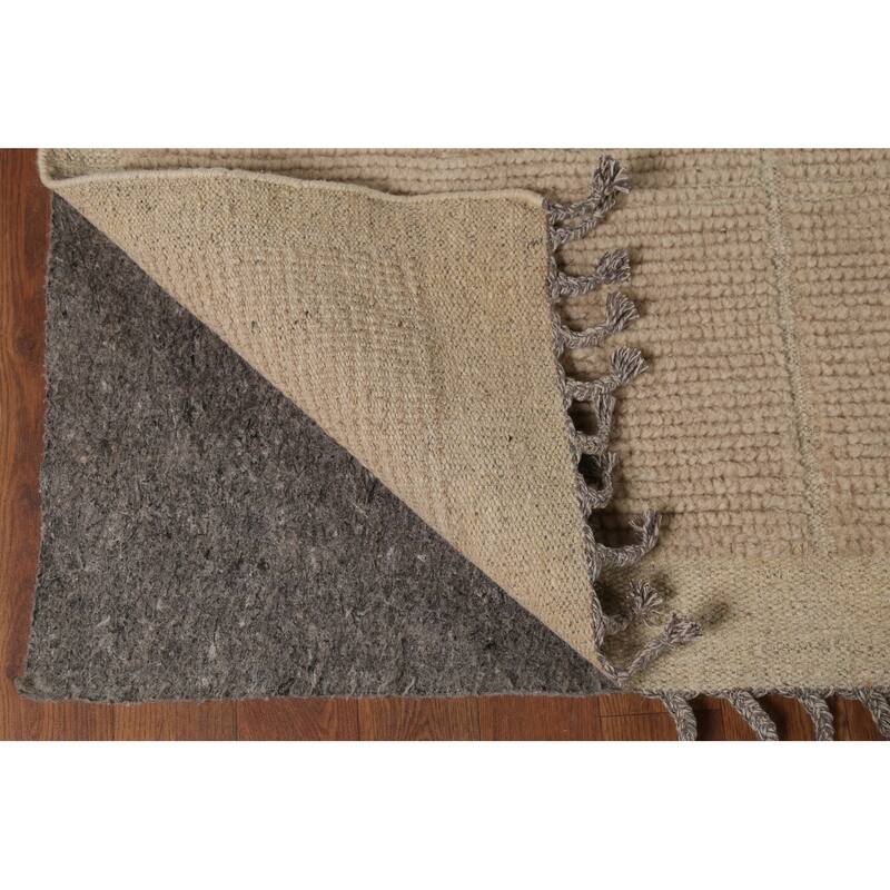 Hand Knotted Oriental 100% Wool Carpet Modern All-Over Beige & Ivories Moroccan Area Rug - 12' 2'' X 9' 0''