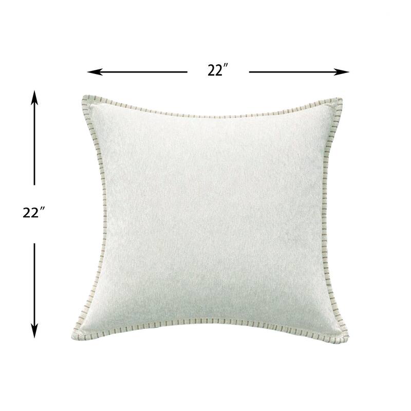 Textured Throw Pillow with Stitched Contrast Edge Set of 2