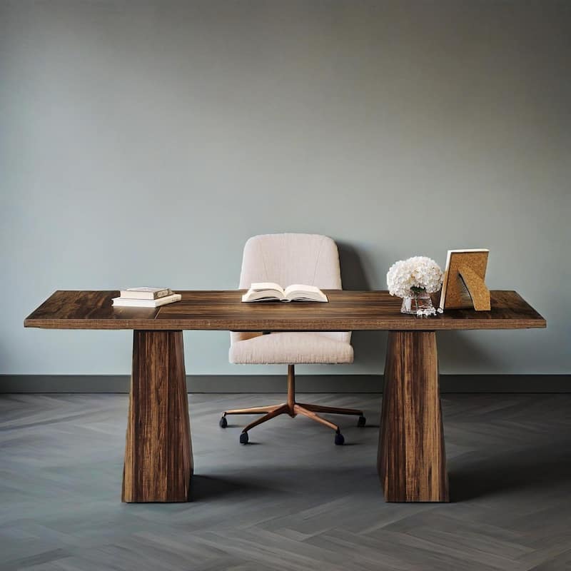 Wood Executive Desk Modern Double Pedestal Large Office