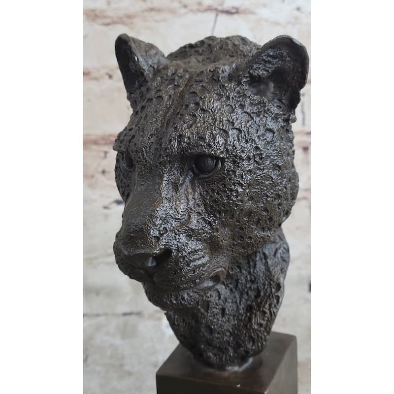 African Cheetah Bronze Bust Sculpture Figurine By Mene Animal Figure Art Marble