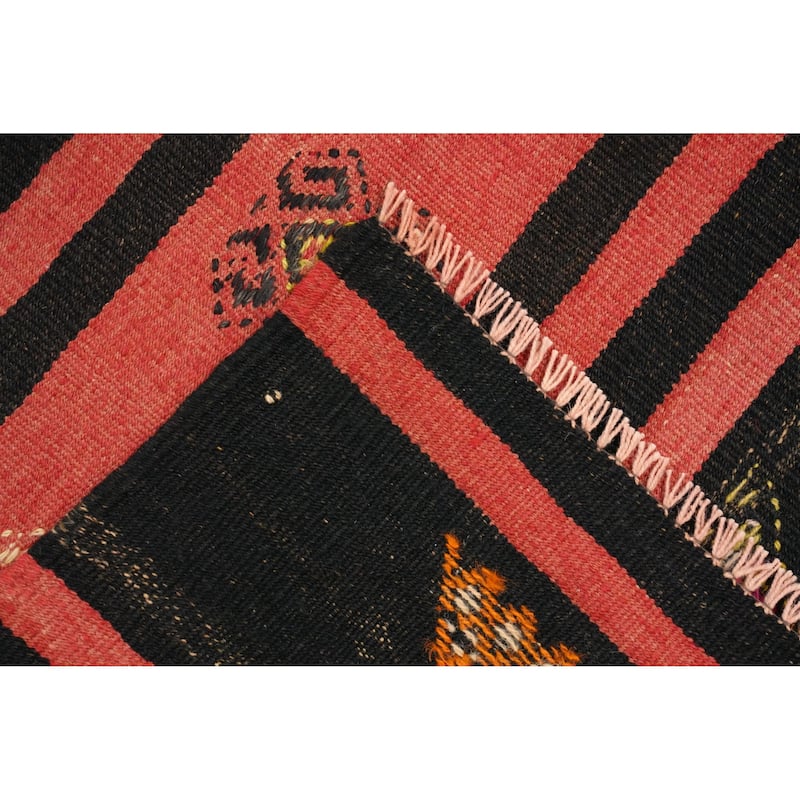 Hand Woven Oriental 100% Wool Carpet Southwestern Tribal Oranges & Rust Kilim Area Rug - 8' 9'' X 4' 8''