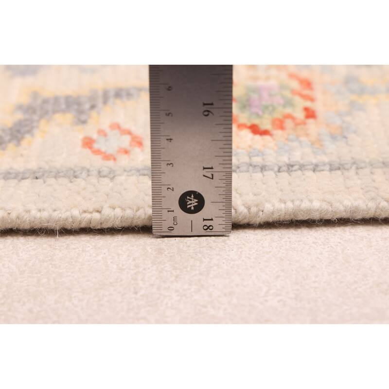 ECARPETGALLERY Hand-knotted Modern Oushak Light Grey Wool Rug - 2'7 x 8'0