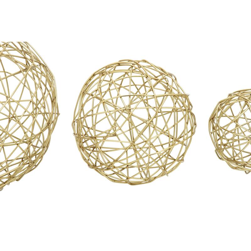 CosmoLiving by Cosmopolitan Gold or Silver Metal Wire Orb Geometric Decorative Sculpture (Set of 3)