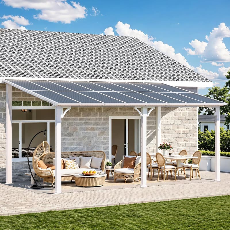 Wall Mounted Gazebos Pergola, Outdoor Lean to Gazebo Awnings-White