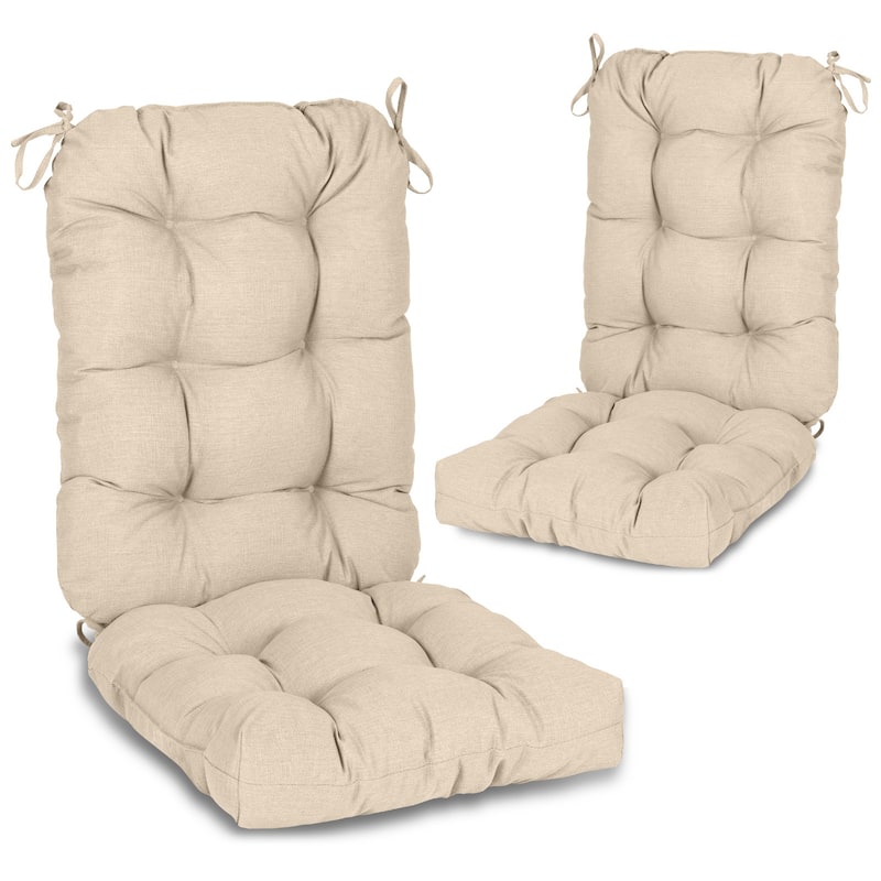 Aoodor Outdoor 42"x 20" x5" Tufted Back Cushions Patio Replacement Chair Cushion, Set of 2 - 42" x 20" x 5" - Khaki