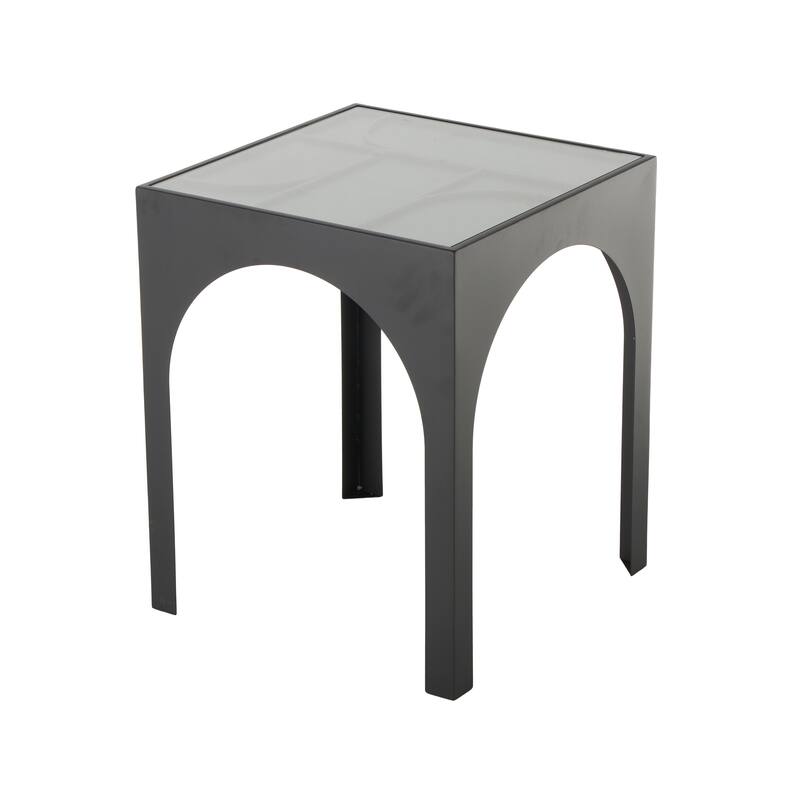 Metal Geometric Accent Table with Glass Top - Black - Roche River Decor
