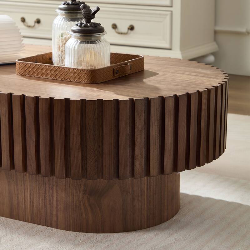 GDF Studio - Montville Modern Oval Wood Drum Coffee Table
