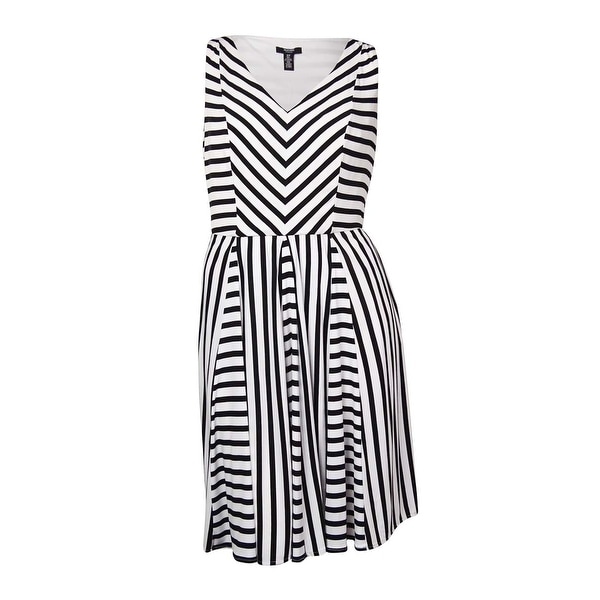 black and white striped jersey dress