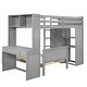 preview thumbnail 6 of 16, Twin Size Loft Bed with a Stand-Alone Bed, Wood Guardrail Bed with Desk and Storage Wardrobe