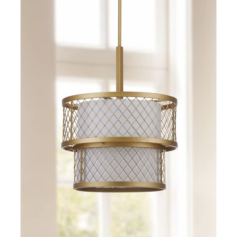 SAFAVIEH Lighting Rolanda 17-inch Adjustable 6-Light Mesh Gold Pendant Lamp - 17" W x 17" D x 21 - 57" H