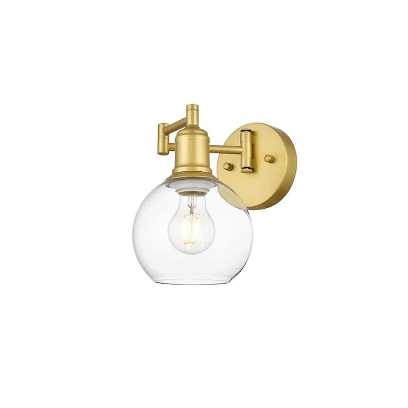 Dabe 1 Light Black and Clear Swing Arm Wall Sconce