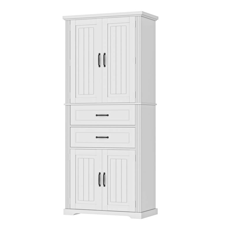 Storage Cabinet with Multi-Functional Storage Space, 2 Drawers with Slide Rails, Adjustable Shelf, Black