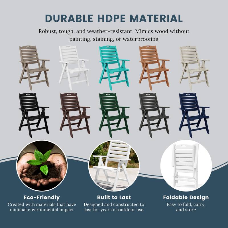 Coastline Patio Folding Highback Dining Chair Set of 2