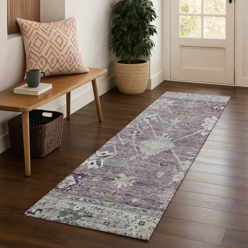Premium Washable Super Soft Traditional Kashmir Mayfield Rug - Merlot - 2'3" x 7'6"