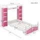 preview thumbnail 3 of 7, Twin Size Castle-Shaped Platform Bed, Wood Storage Bed with Storage Shelf, Wood Dreamy Bed Frame, Kids, Teens, Pink+White