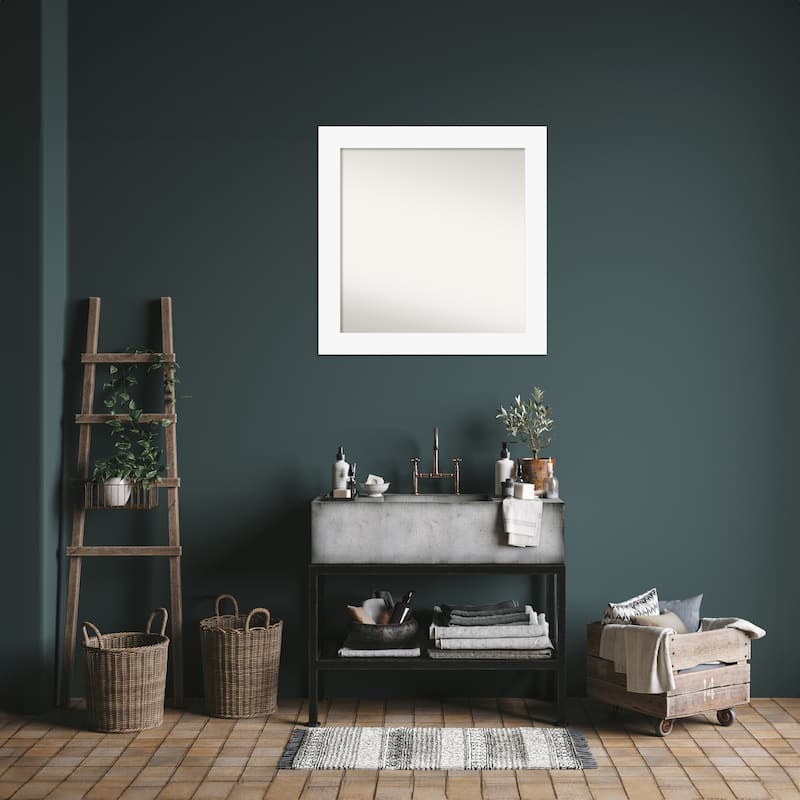 Basic Non-Beveled Wood Framed Bathroom Vanity Wall Mirror