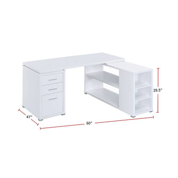 L-Shape Office Desk With Drawers and Shelves, White - Bed Bath & Beyond ...