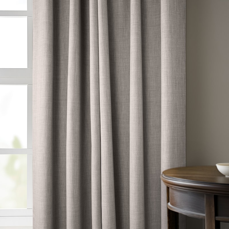 Exclusive Fabrics French Pleated Textured Faux Linen Room Darkening Curtains for Bedroom & Living Room Curtains Single Panel