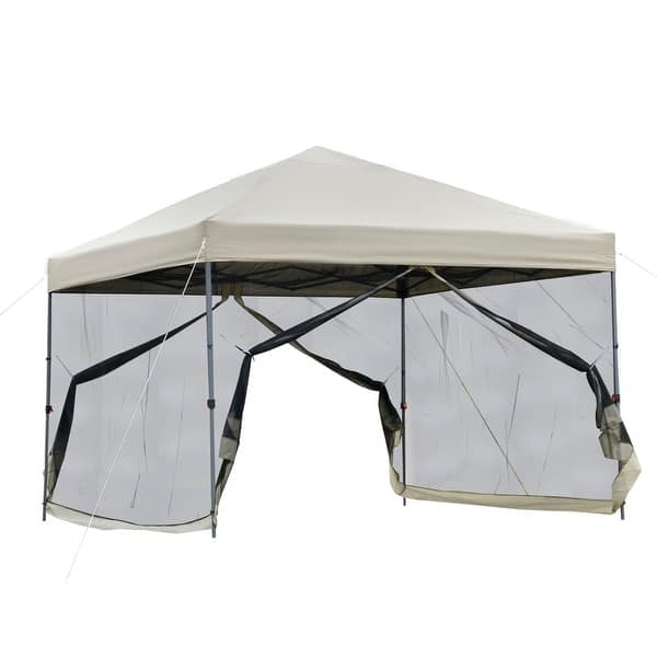 Outsunny 10 X 10 Outdoor Pop Up Party Tent With Mesh Sidewalls Overstock 33520122