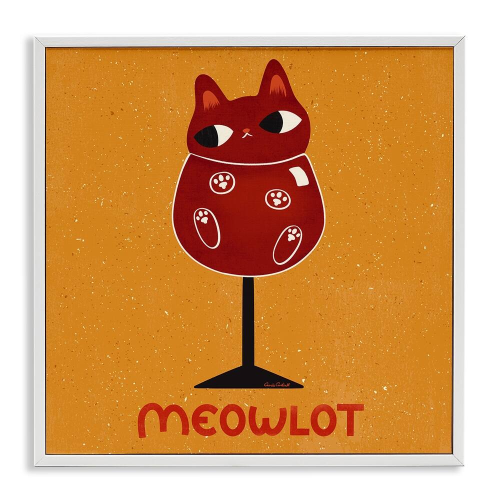 Stupell Meowlot Cat Merlot Framed Giclee Art Design By Carrie Cantwell