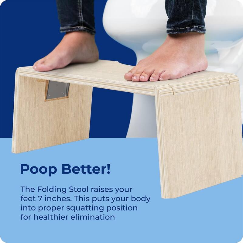 Squatty Potty Oslo Oak Folding Toilet Stool, Compact Stylish and Space-Saving Design for Better Bathroom Posture