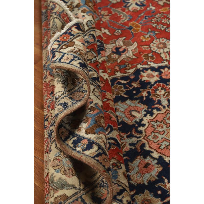 Vegetable Dye Tabriz Persian Vintage Rug Handmade Orange Wool Carpet - 6'10" x 10'5"
