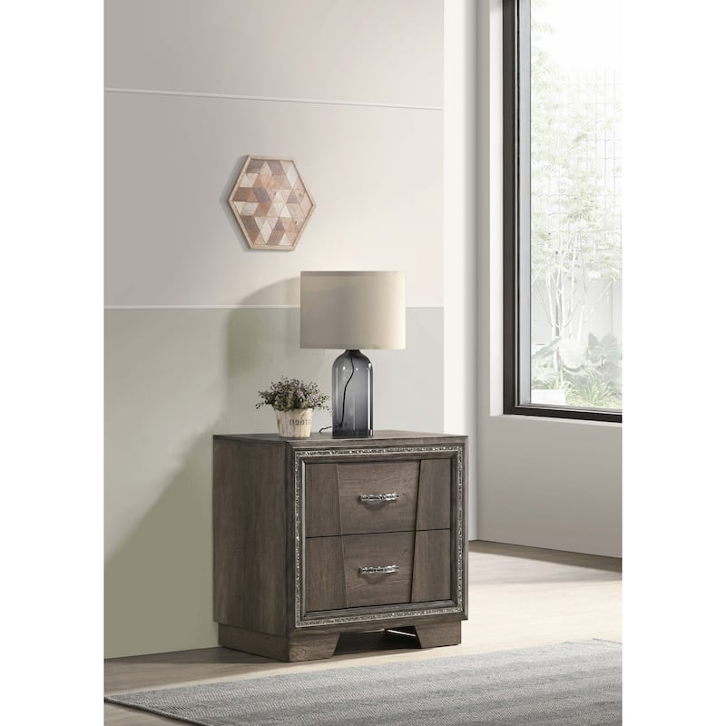 Janine Transitional 2-drawer Nightstand Grey