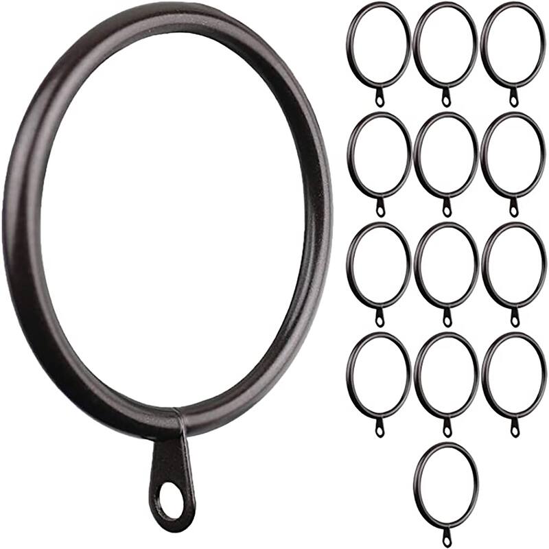 Meriville 1.5-Inch Inner Diameter Metal Curtain Rings with Eyelets - Oil-Rubbed Bronze - Set  of 14