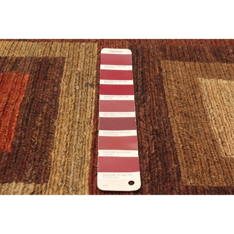 ECARPETGALLERY Flat-Weave Natural Burgundy Wool Tapestry Kilim - 2'7 x 7'10