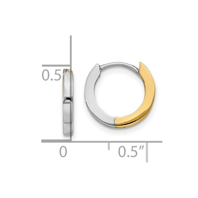 Curata 10k Two Tone Gold 8x2mm Round Hinged Hoop Earrings