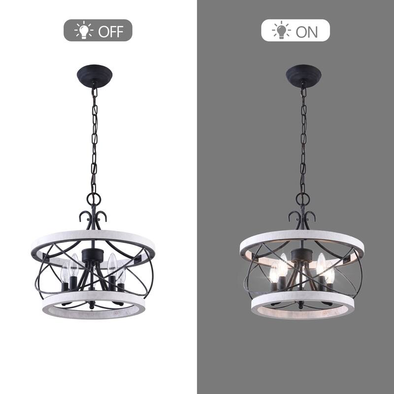 Oaks Aura Farmhouse 5-Light Cage Rustic Chandelier, Adjustable Height Industrial Pendant Ceiling Light for Kitchen Dining Room