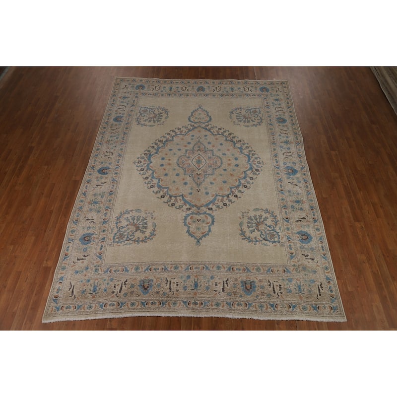 Medallion Tabriz Persian Area Rug Hand-Knotted Wool Carpet - 8'2"x 10'10"