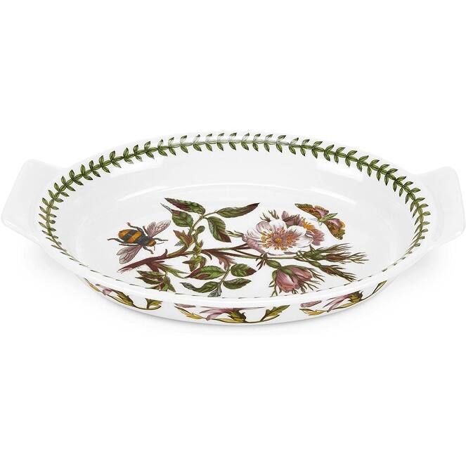 Portmeirion Botanic Garden Oval Gratin Dish - 10 in - Dog Rose Motif