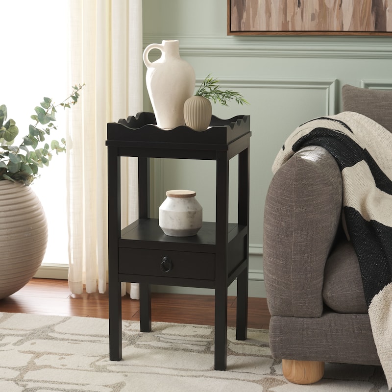 SAFAVIEH Home Darlyn One Drawer Accent Table - 14"W x 13"D x 28"H - Matte Black