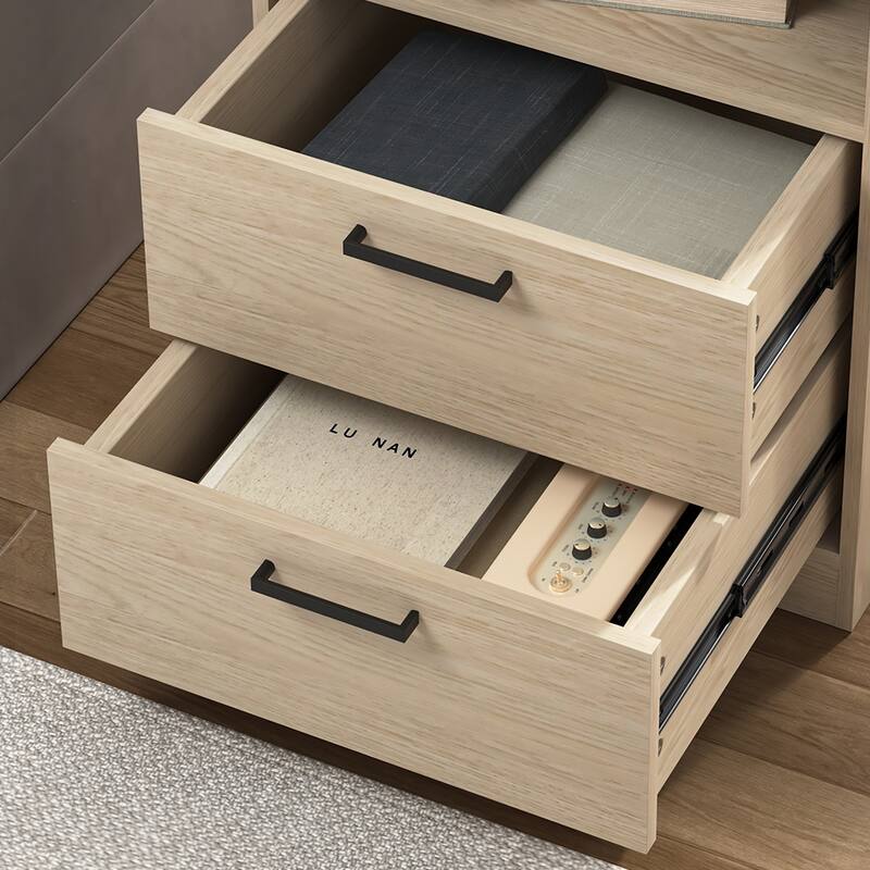 Nightstand with 2 Drawers, Fast Charging Station, USB C, Bedside Table