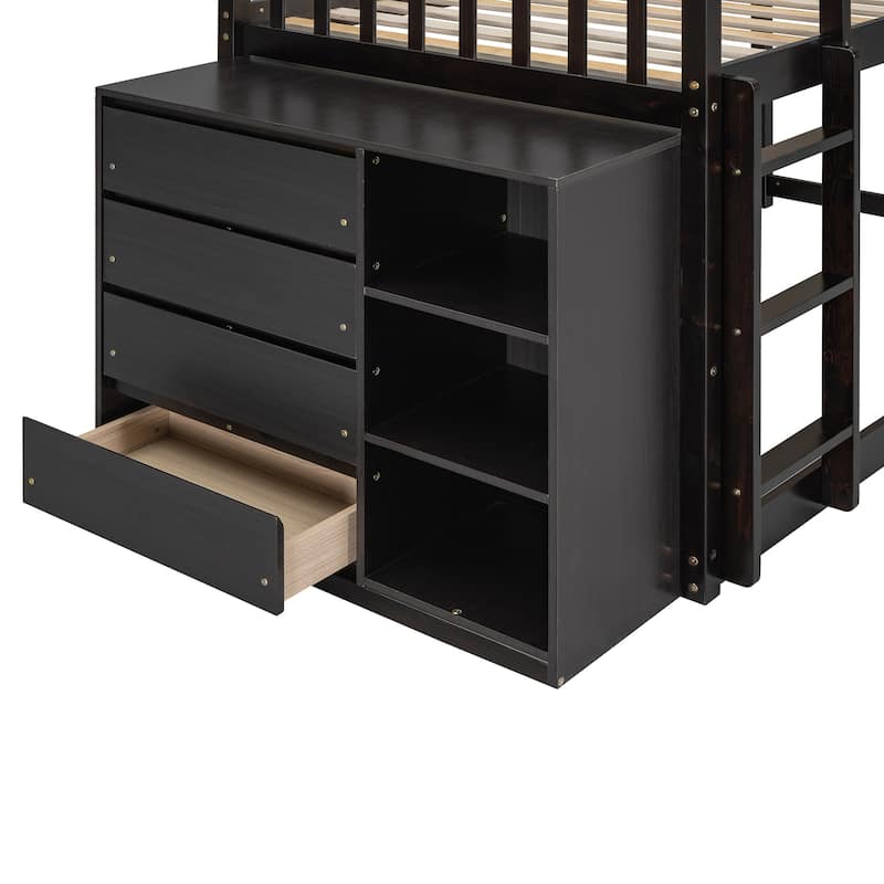 Twin Over Twin Bunk Bed with Storage Drawers and Shelves - Perfect for Sleepovers