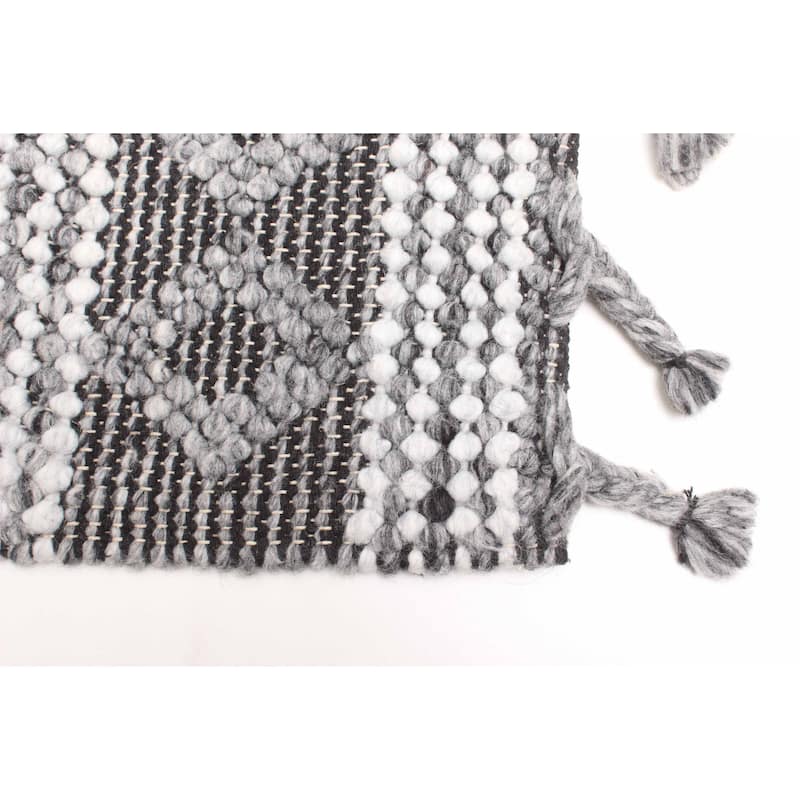 ECARPETGALLERY Braid weave Sienna Dark Grey Wool Rug - 5'1 x 7'6