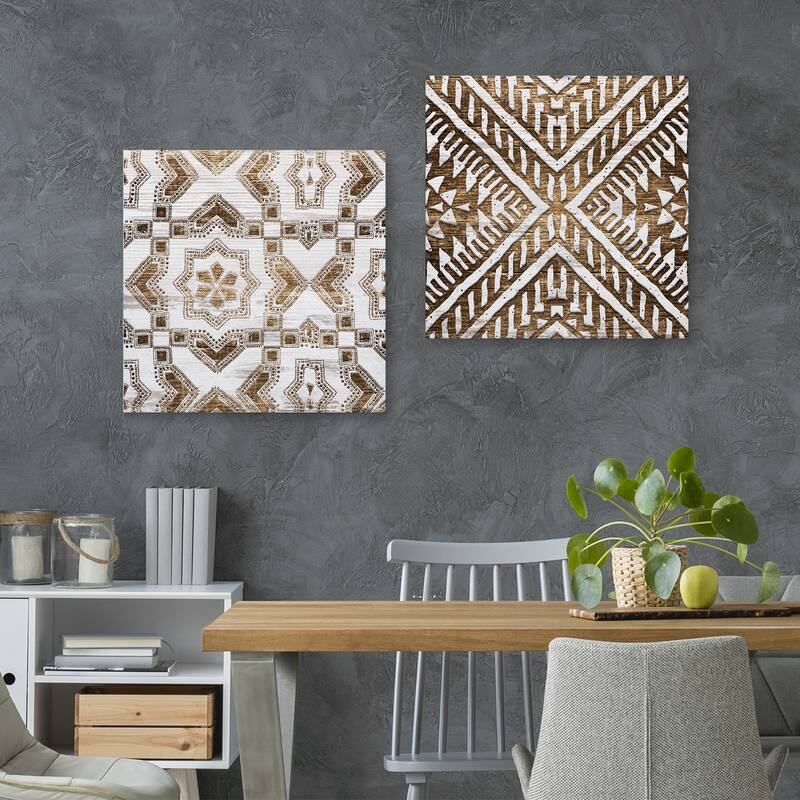 Wood Tile African 1 & 2 by Nikki Chu Canvas Art Prints