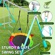 preview thumbnail 5 of 5, Swing Sets for Backyard, 3-in-1 Kids Metal Swing Stand with 40" Saucer Swing, Glider Swing, Rope Ladder