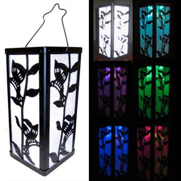 Reflection Hummingbird plant Lantern Color Change Solar Light