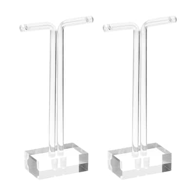 2Pcs Acrylic T Bar Earring Display Stand Jewelry Storage Rack, Clear