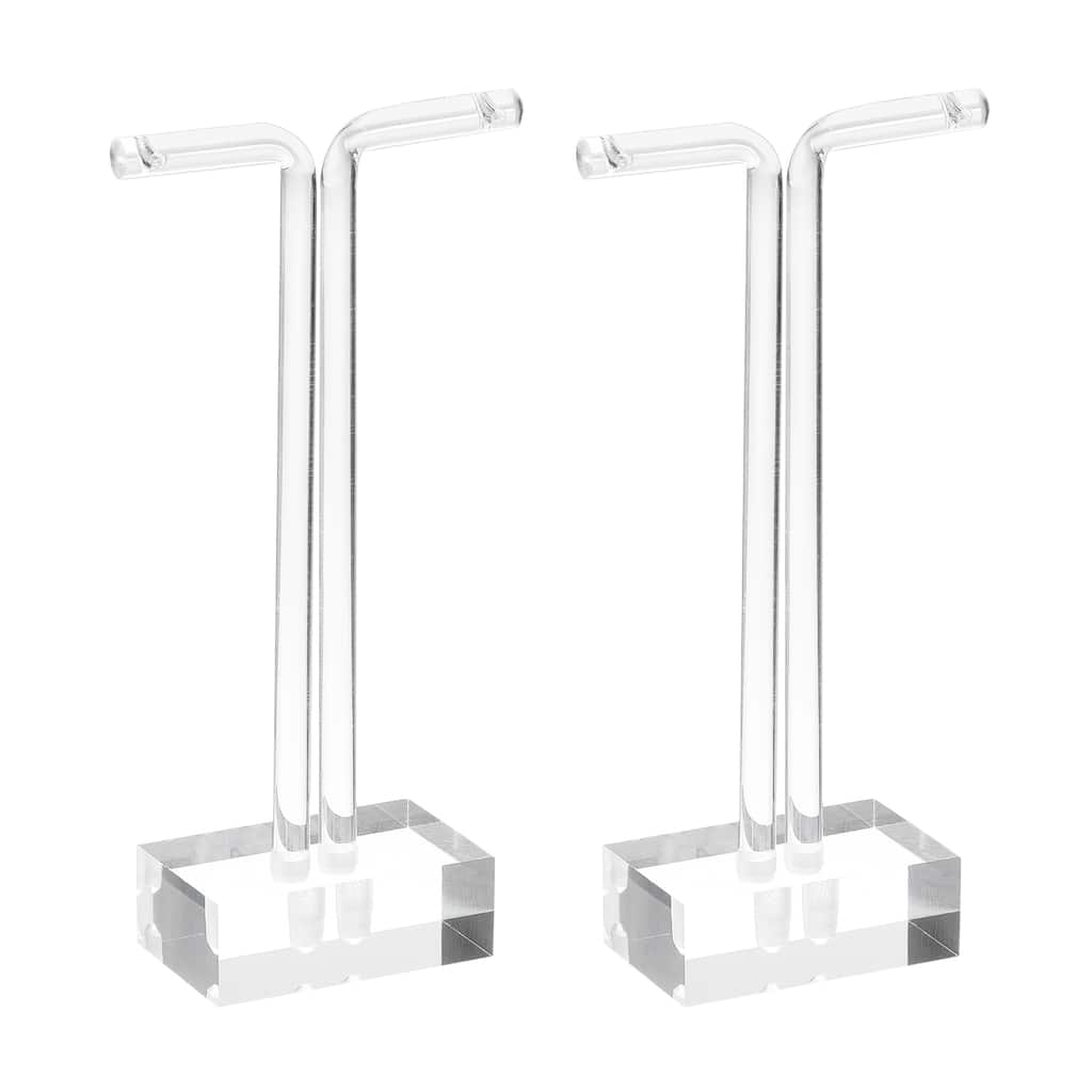 2Pcs Acrylic T Bar Earring Display Stand Jewelry Storage Rack, Clear