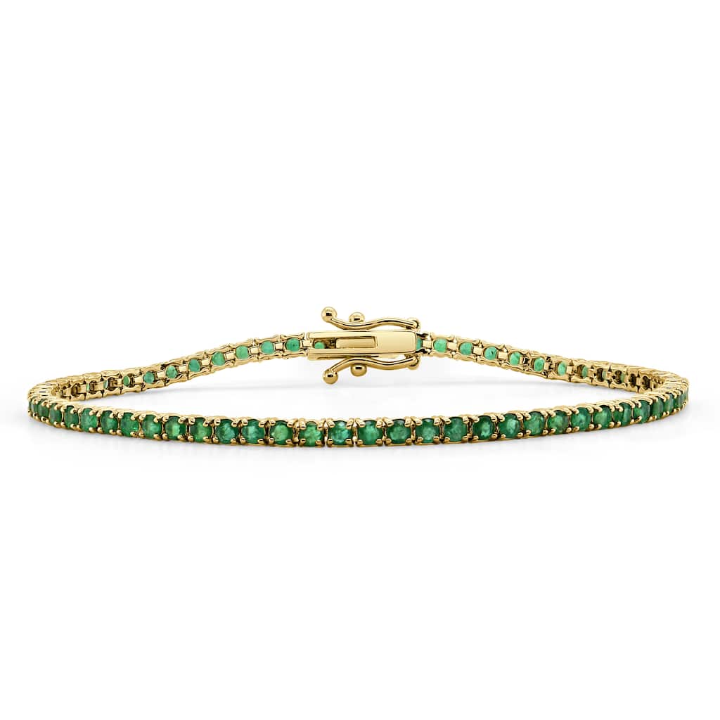 Joelle Collection Gemstone Bracelet Tennis 14K Gold Choice of Emerald & Sapphire
