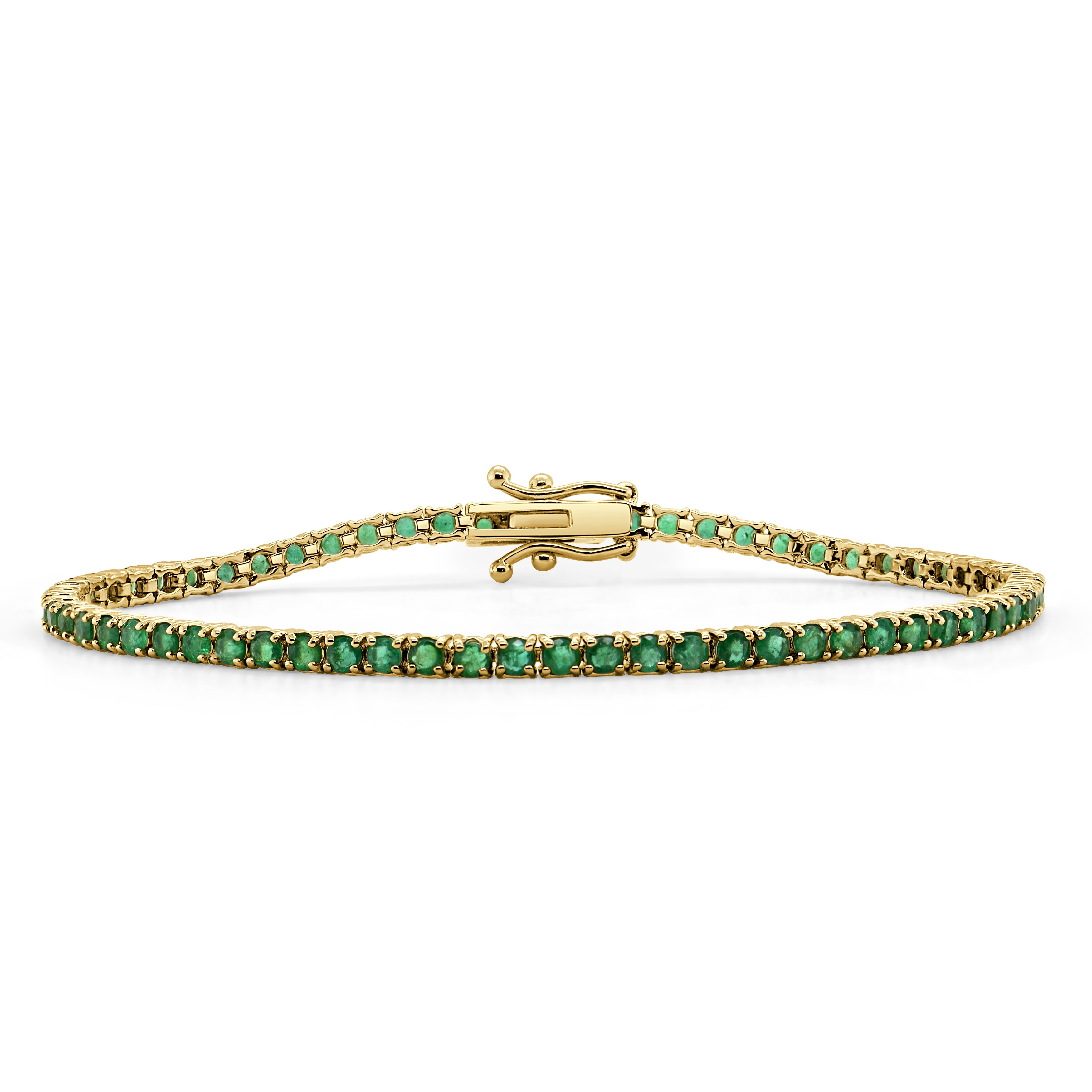 Joelle Collection Gemstone Bracelet Tennis 14K Gold Choice of Emerald & Sapphire