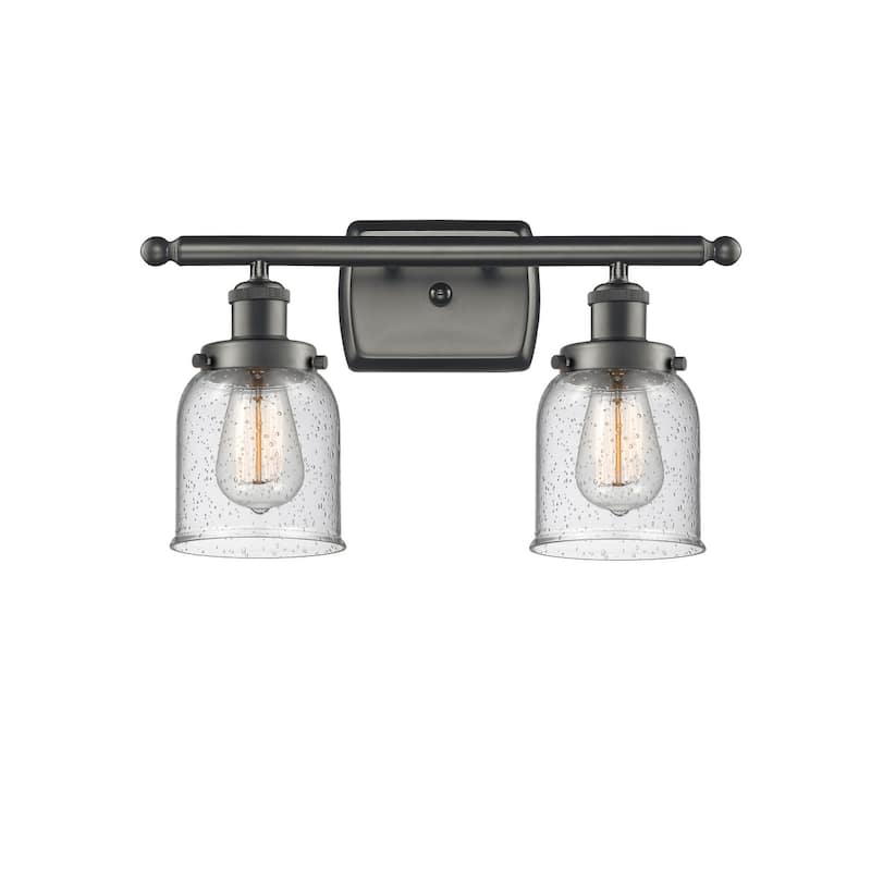 Innovations Lighting Small Bell 2 Light 16" Wide Vanity Light - Oil Rubbed Bronze / Seedy