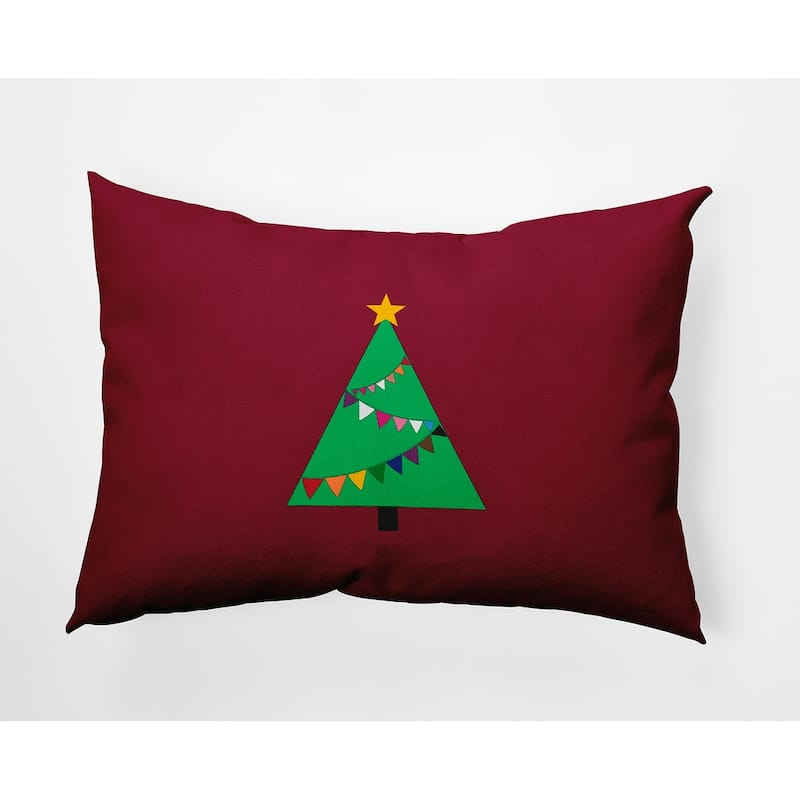 Pride Garland Christmas Tree Indoor/Outdoor Throw Pillow - 14" x 20" - Maroon